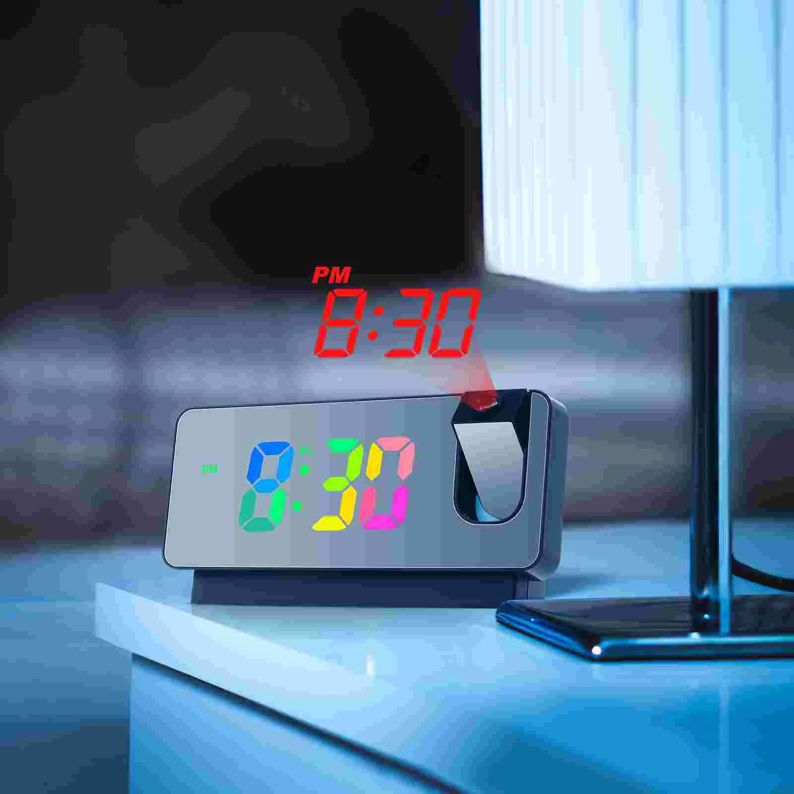 

Projection Alarm Clock Led Digital Clock Projection on Ceiling Wall Temperature Date Display Bedside Clock for Bedroom White