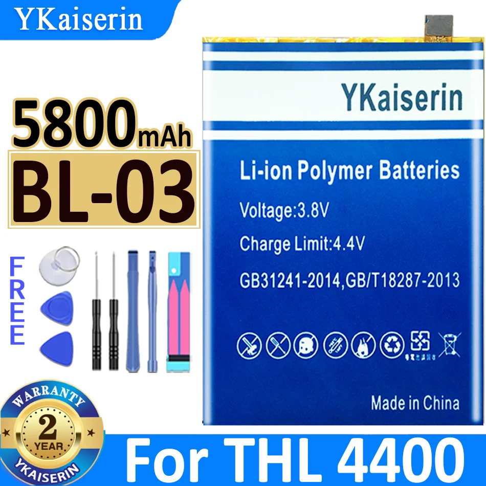 

YKaiserin Battery BL-03 BL 03 BL03 5800mAh Battery For THL 4400 Cell Phone Bateria + Free Tools