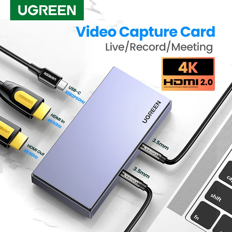 

【 Новое поступление uugreen Карта видеозахвата 4K HDMI к USB/USB-C HDMI видео захватывающая коробка для PS4 переключатель Xbox камера DVD Live Stream запись