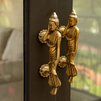 IMPEU Sleeping Buddha Shape Decorative Door Handle, Antique Bronze Handmade Brass Puller