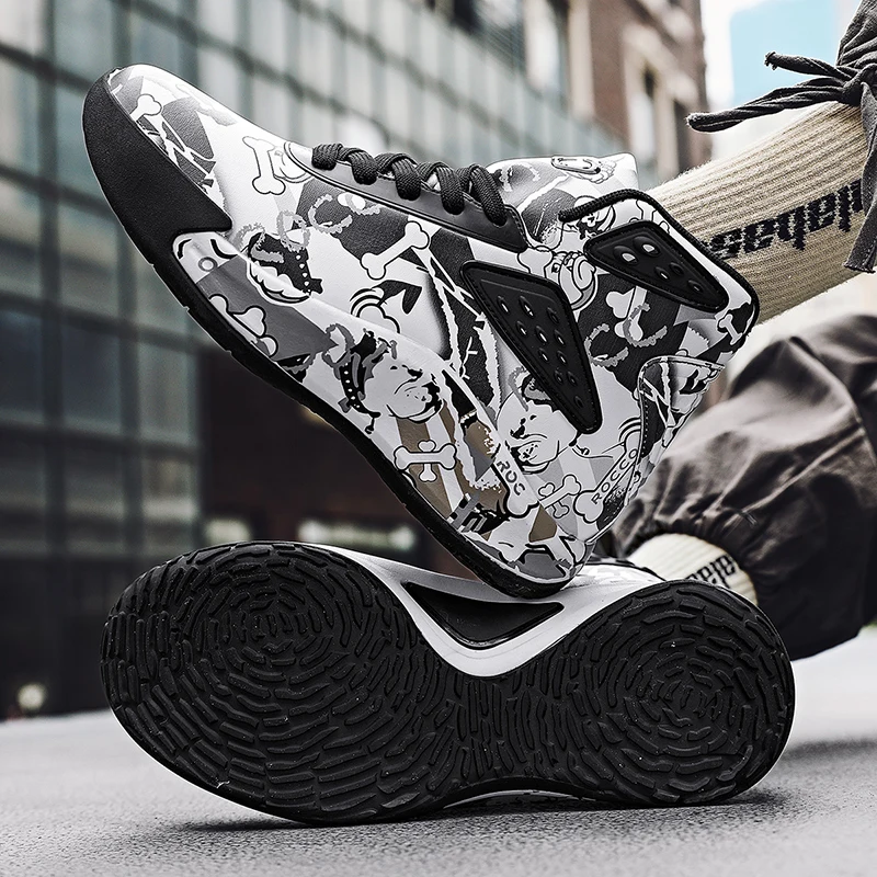 Graffiti Youth Men's And Women's Series Basketball Shoes High-top Autumn And Winter Non-slip Wear-resistant Fashion Trend