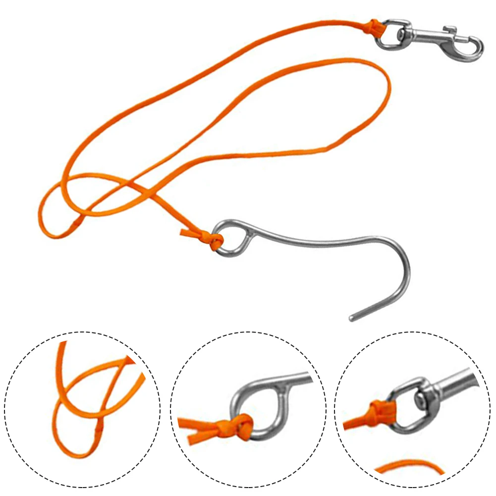 

1 Set Scuba Diving Reef Drift Hook Stainless Steel With 1.2M Line & Stainless Steel Clip Orange Anti-Lost Rope Double End