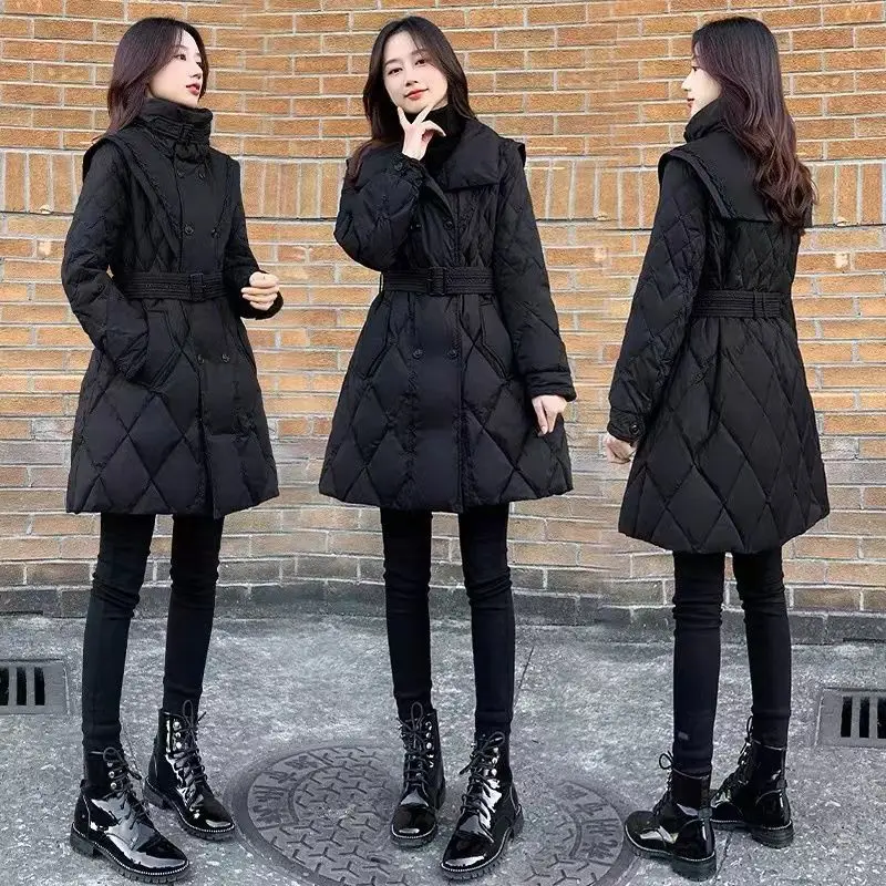 

Women's Winter Thicken Puffer Coat Warm Long Down Warm Quilted Insulated Jacket Long Cotton Parka 2022 Spring Autumn Winter