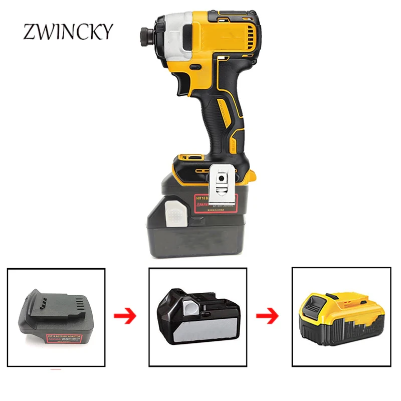 Фото ZWINCKY адаптер преобразователь используется для Hitachi/Hikoki 18 в литий-ионная батарея BSL1830 для Dewalt 18 в 20 в литиевый Электрический инструмент №1