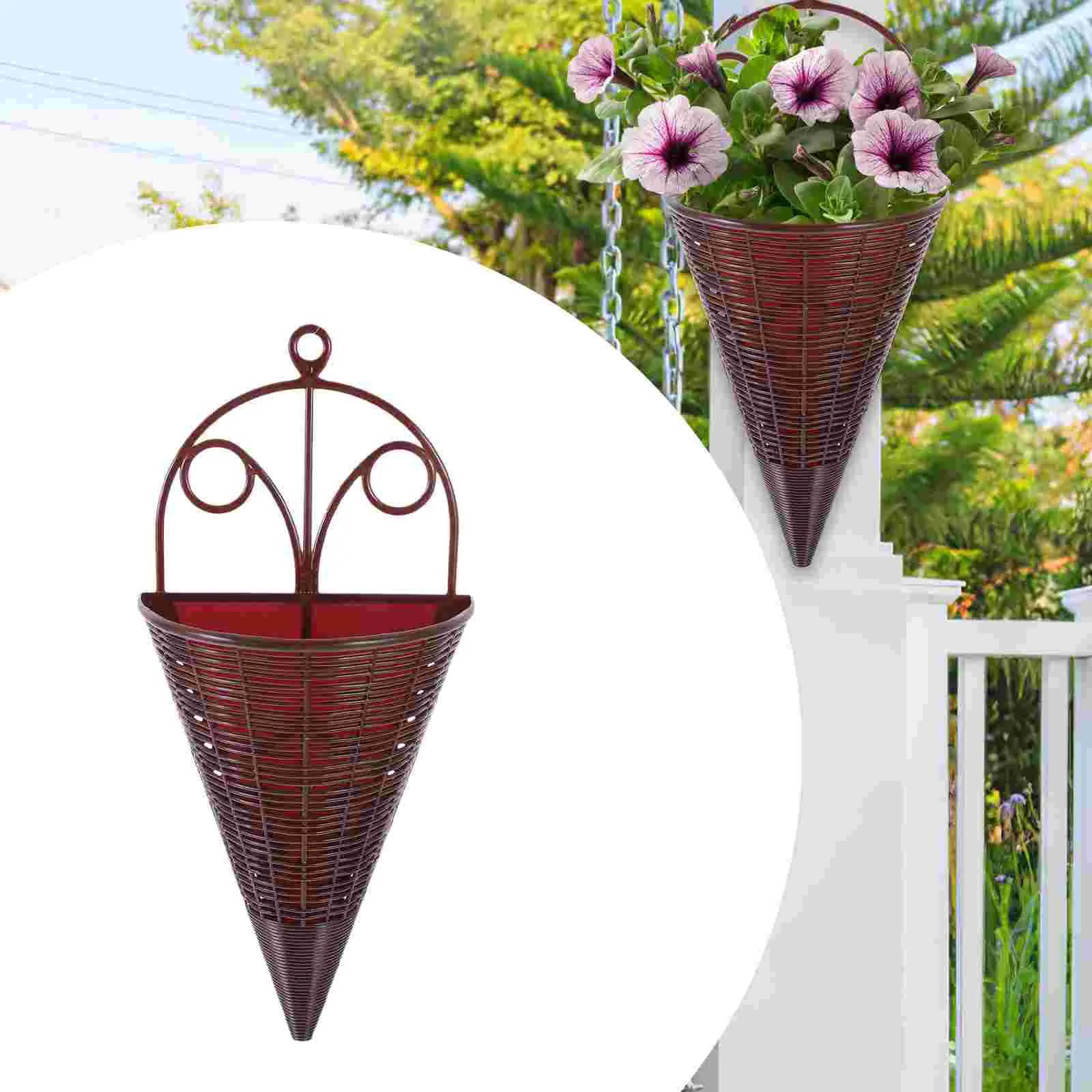 

5 Pcs Wall Hanging Basket Flower Decorative Baskets Vase Fruit Vegetable Organizer Storage Injection Molding Indoor