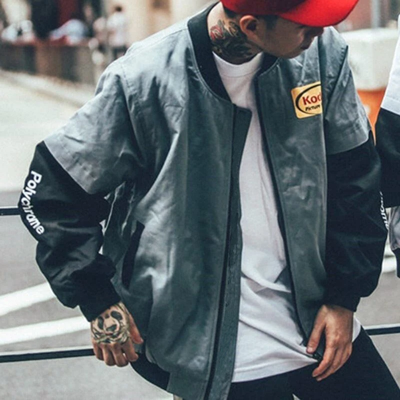 

Japanese Hip Hop Style MA1 Bomber Jacket Men Harajuku Pilot streetwear Kodak Printing Couple Baseball Jackets Men Women Coat