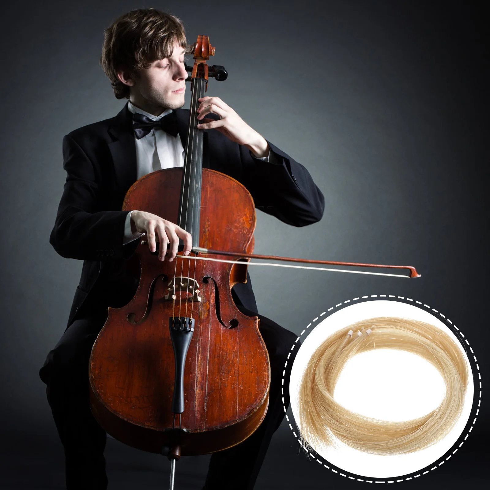 

3 Hanks Bow Horse Tail Hair Viola Instrument Accessories Violin Bass Cello Mongolian Big