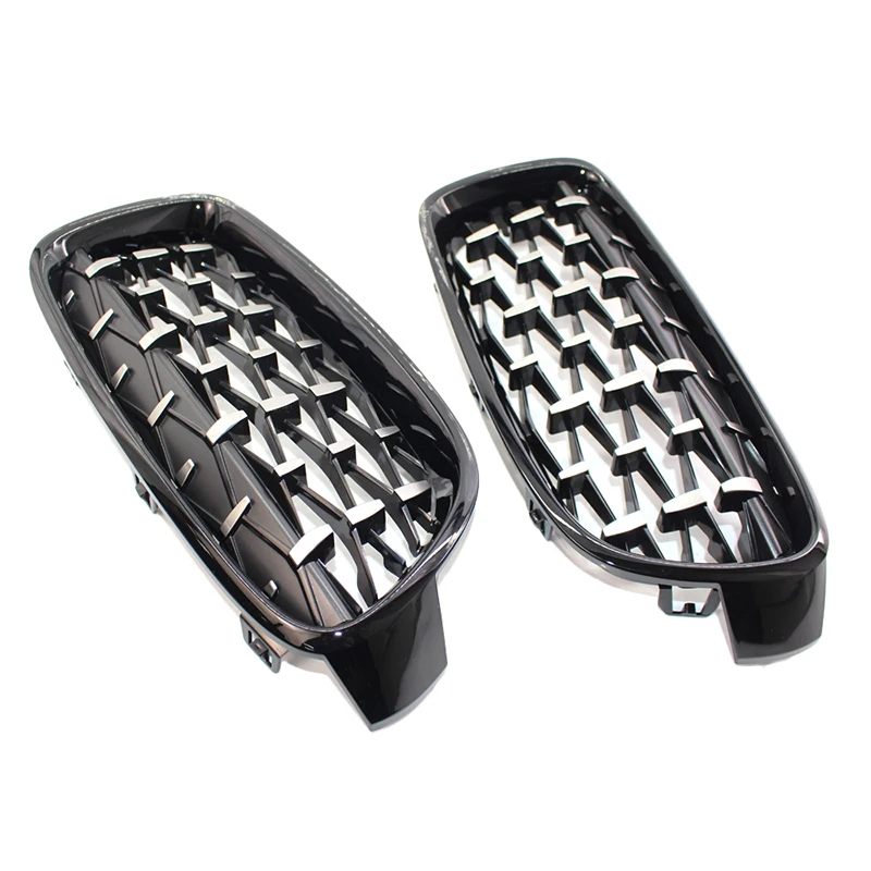 

A Pair Chrome Kidney Grilles Meteor Style Front Bumper For BMW 3 Series F30 F35 F31 2012-2018 Diamond Style Racing Grills