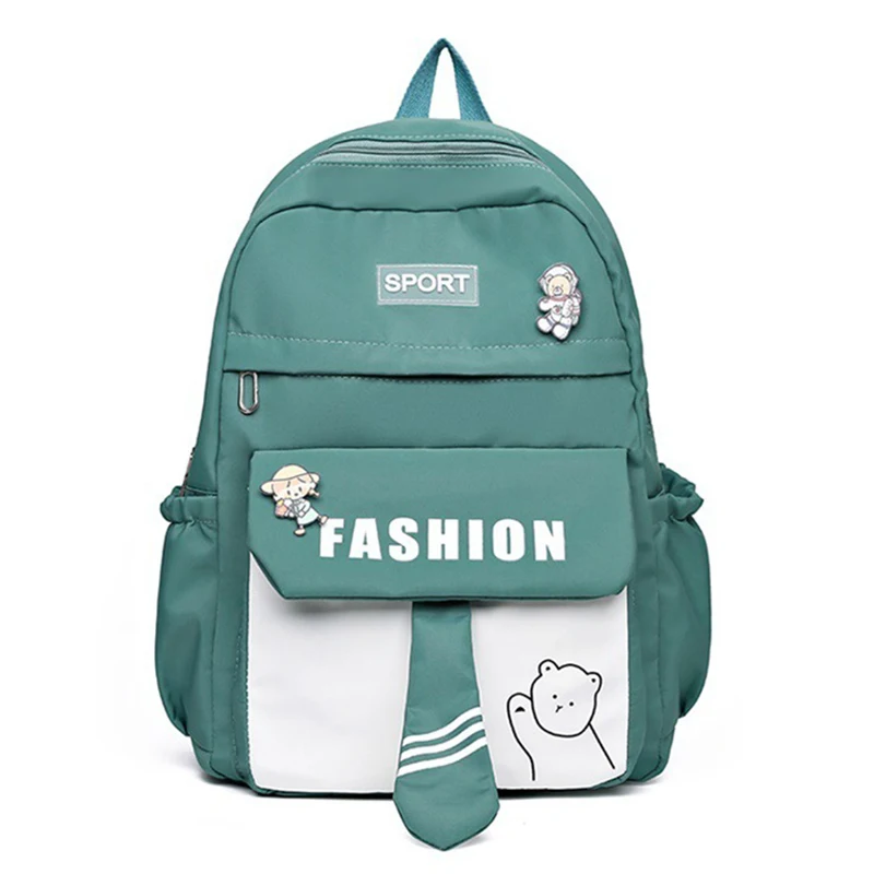 

Милый мультяшный подростковый школьный рюкзак для девочек, женский рюкзак, нейлоновый зеленый Повседневный корейский рюкзак