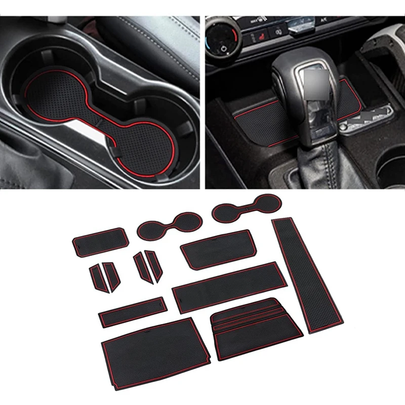 

For Ford Bronco 2021 2022 4 Door Anti Dust Cup Holder Insert Center Console Shifter Liner Trim Door Packet Mats 13PCS