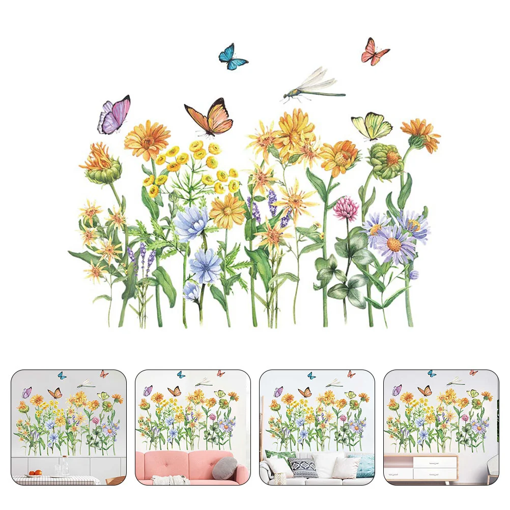 

2PCS Dragonfly Flowers Pattern Wall Stickers Room Wall Stickers Ornament for Wall Shop