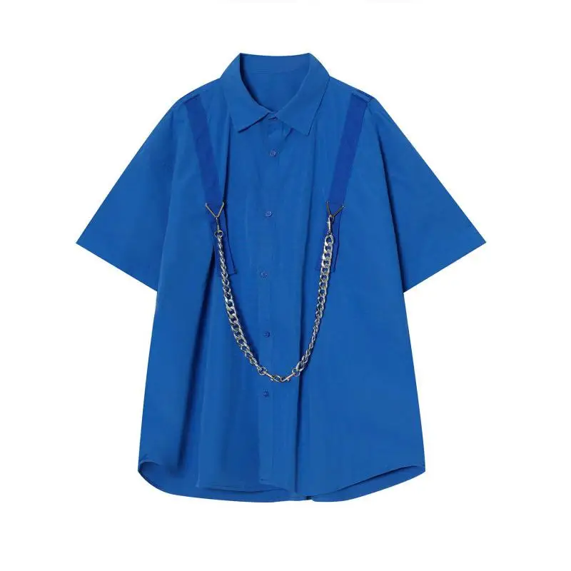 Стильная рубашка с цепочкой в гонконгском стиле однотонная мужская пятиконечным