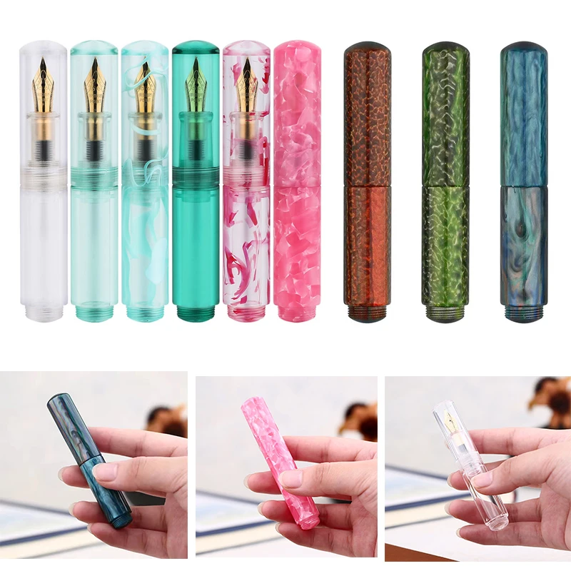

MAJOHN Wancai Resin Mini Fountain Pen Iridium F Nib Portable Palm Short Travel Ink Pen Fashion Writing Office Home Gift Set