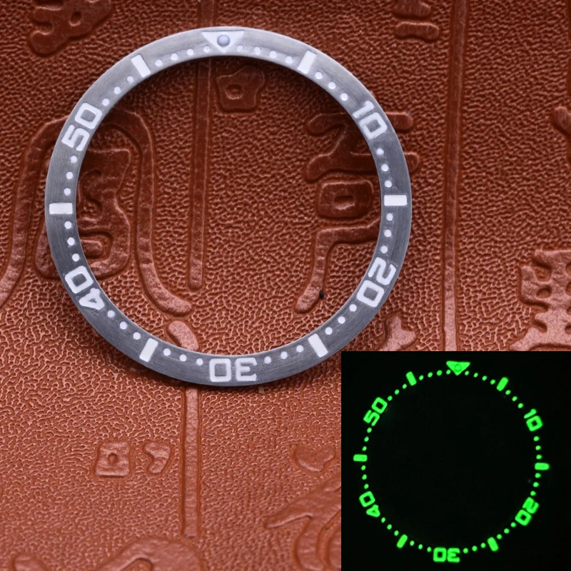 38mm Watch Bezel SKX007 Steel Bezel Insert Green Luminous Bezel Fit SKX007 SRPD Watch Case NH35 NH36 Movement Case Parts