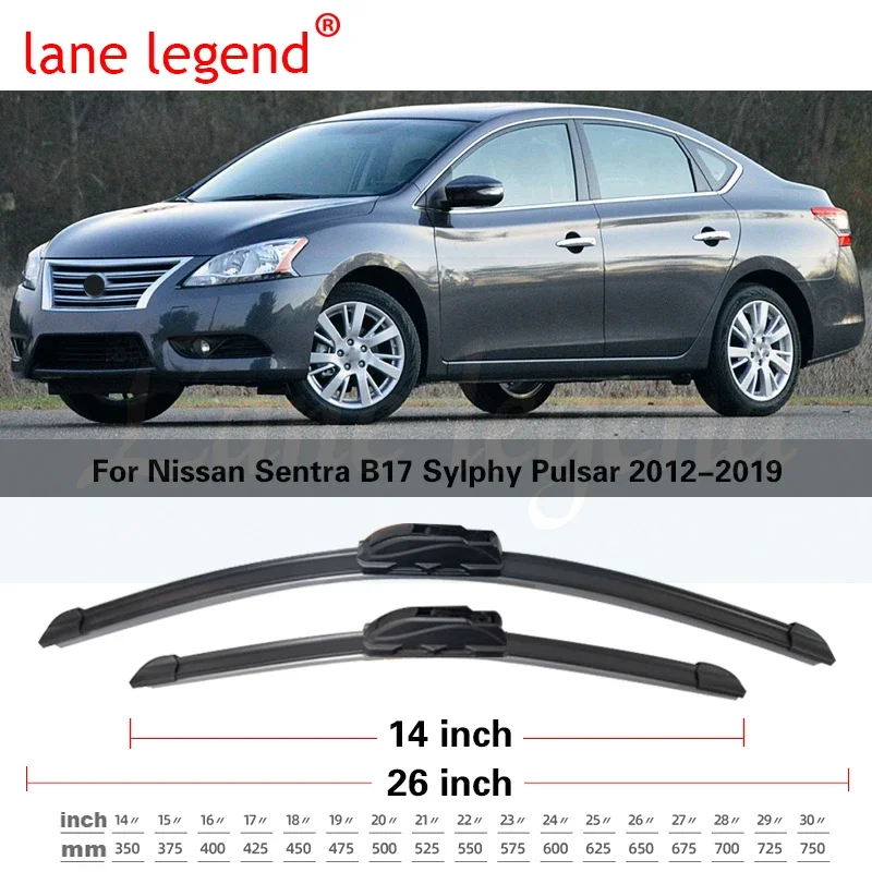 

2 комплекта щеток переднего стеклоочистителя для Nissan Sentra B17 2012-2019 Sylphy Pulsar, щетки для омывателя лобового стекла, крышка 2017