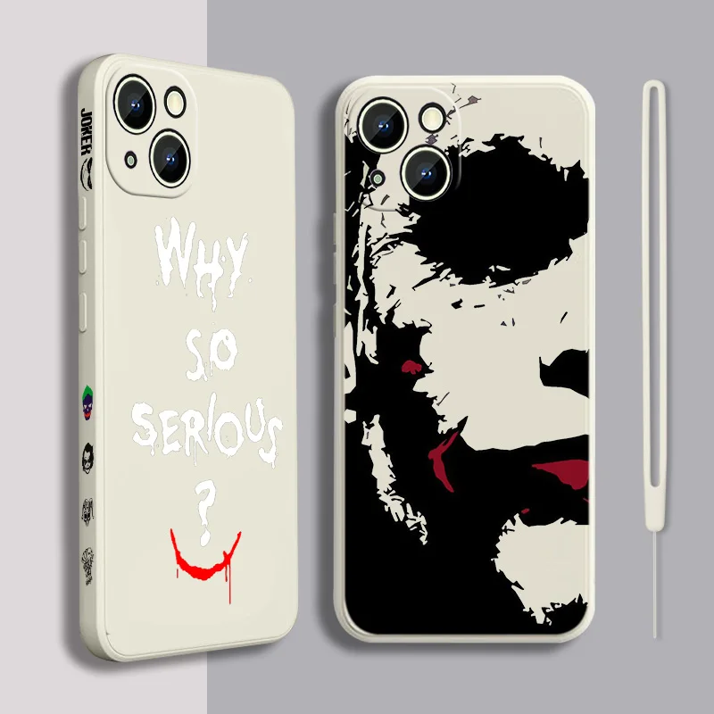 Черный и белый чехол Joker для Apple iPhone 14, 13, 12, mini, 11 Pro, 8, 7, 6S, 6 Plus, XR, XS, X Max, жидкий левый канат, мягкий чехол для телефона