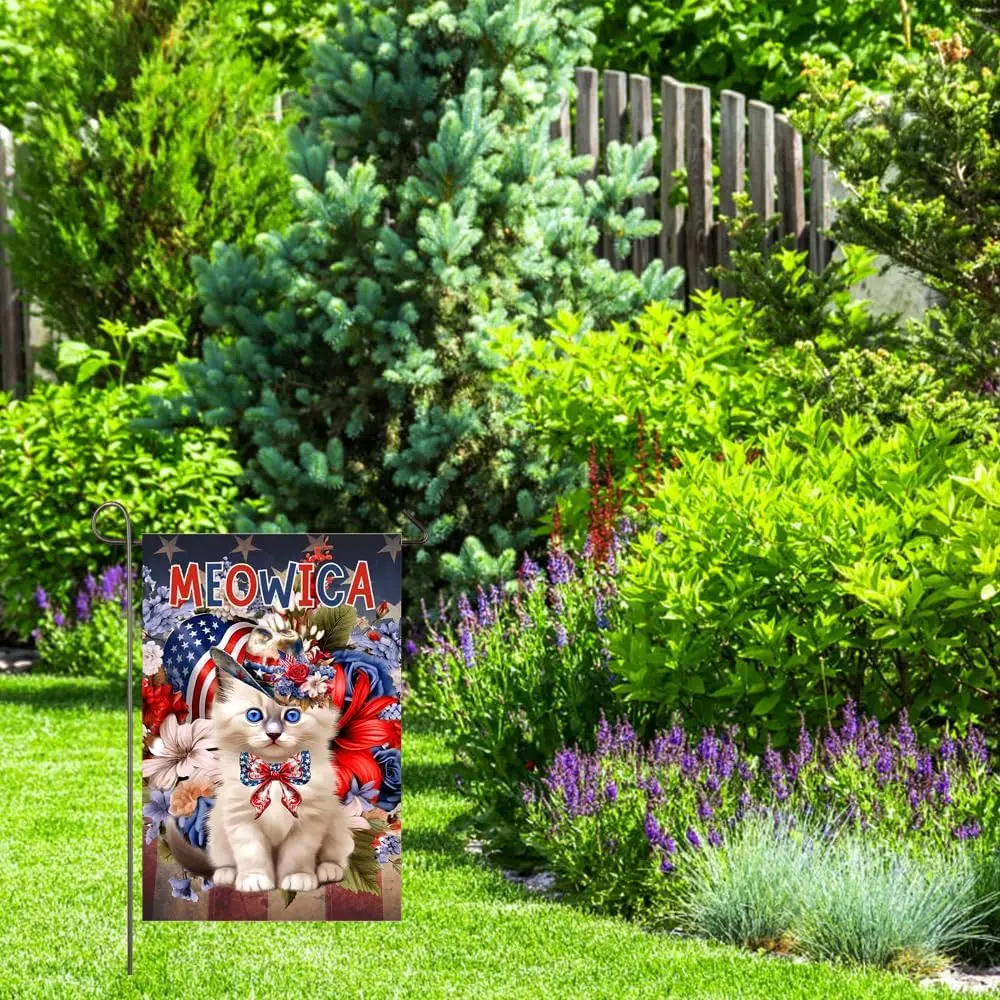 Патриотический Садовый флаг кошки 4 июля для наружного использования 12x18 дюймов