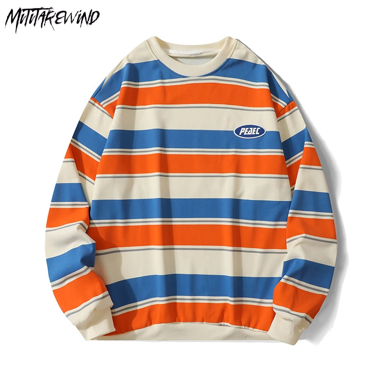 

Мужская свободная рубашка в полоску, Повседневный пуловер в стиле оверсайз с длинным рукавом, в стиле хип-хоп, для пары, уличная одежда, весна 2023