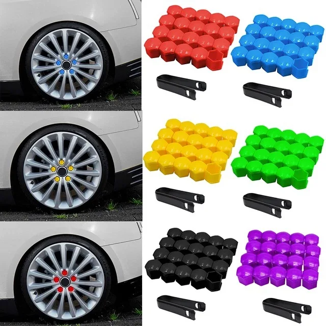 

20Pcs Car Wheel Nut Protection Covers Anti-Rust Caps Auto Hub Car Tire Screw Caps Nut Bolt Auto Exterior Accessories 17/19/21mm
