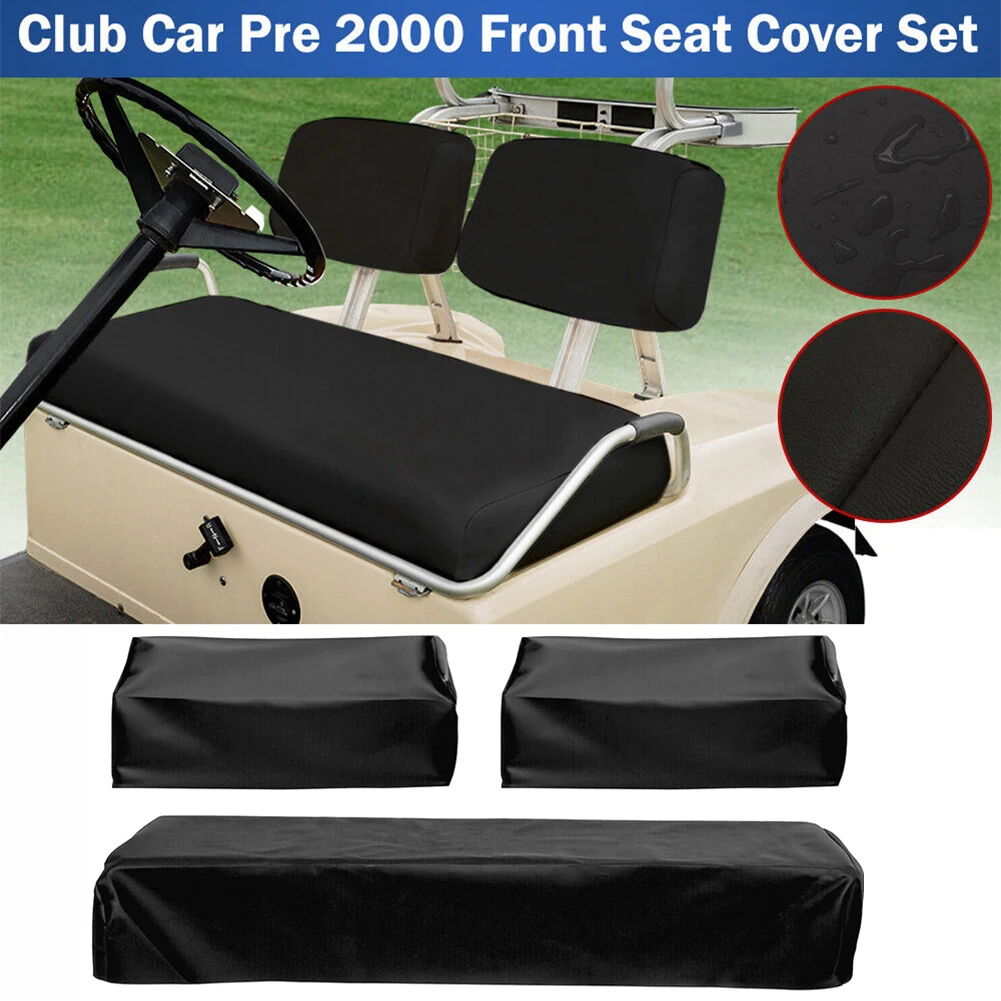 

3Pcs Club Golf Cart Seat Cover PU Leather Waterproof Golf Car Seat Protection Replacement for PRE-2000 DS Golf Cart 1982-2000