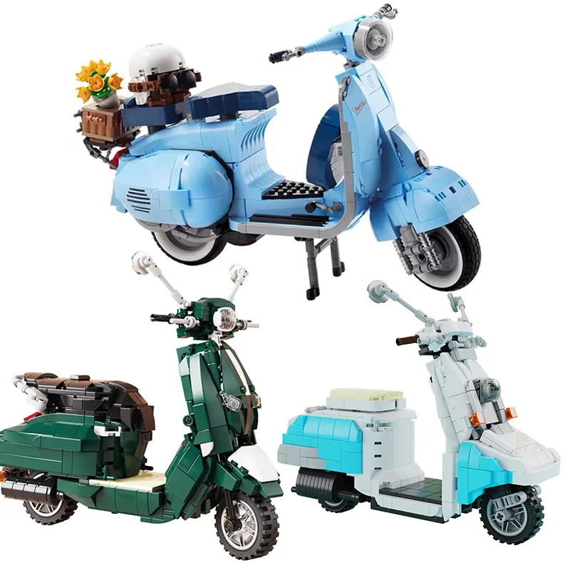 

MOC 10298 Roman Holida Vespa 125 Famous Motorcycle City MOTO Assembled Building Blocks Bricks High-Tech Model Toys for Kids Gift