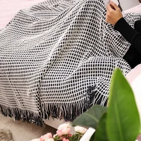 modern minimalist blanket black and white houndstooth decorative blanket bb hotel towel bedside flag soft scarf 2022 moojou
