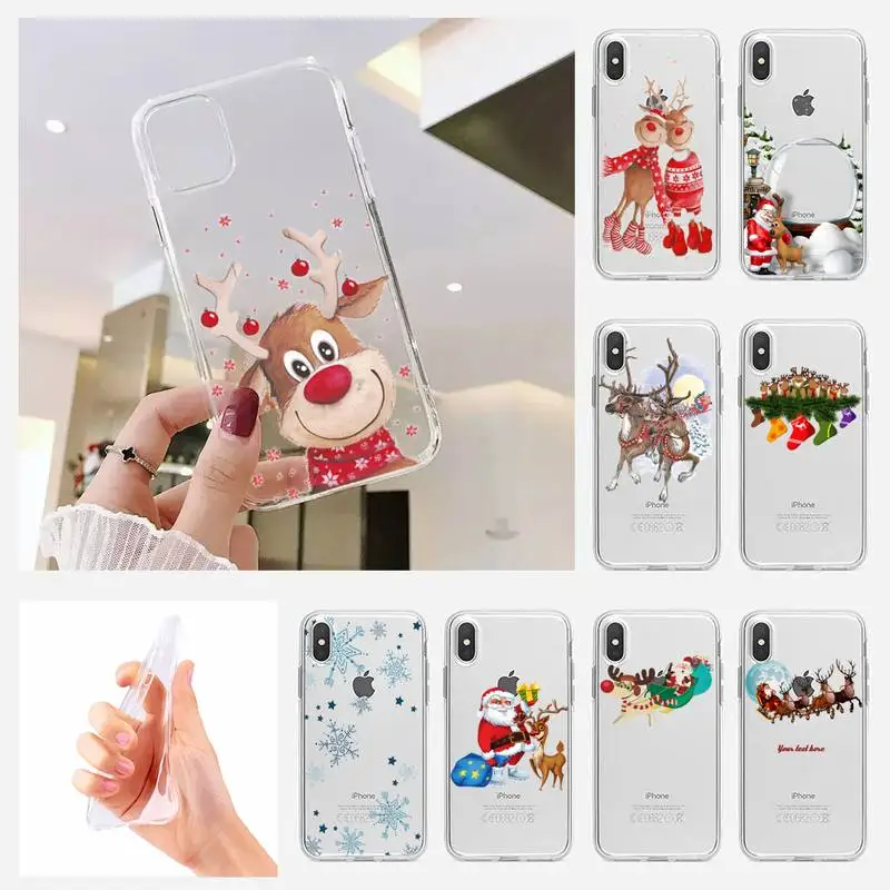 

Christmas New Year gifts elk snow Phone Case fundas shell cover for iphone 6 6s 7 8 plus xr x xs 11 12 13 mini pro max