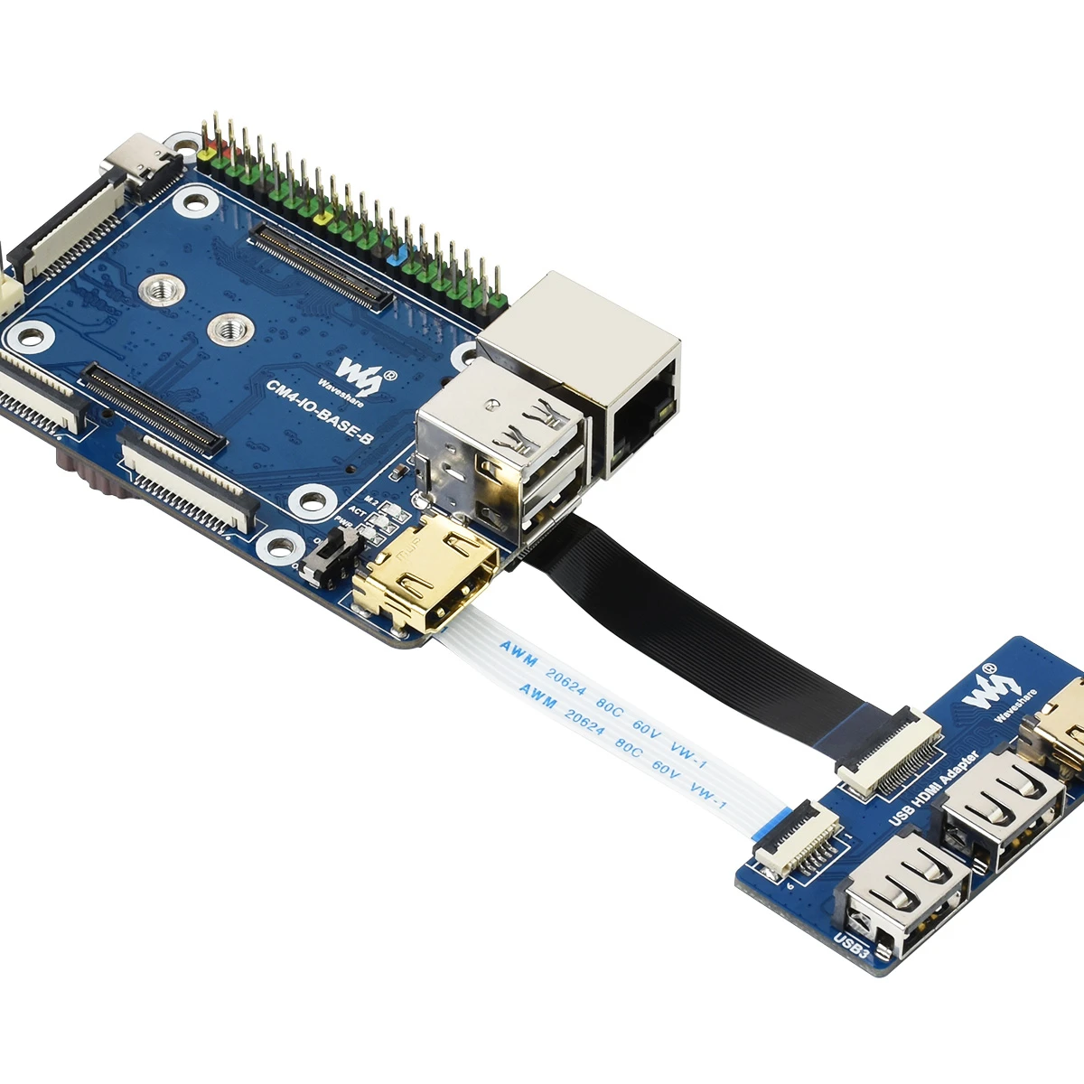 Фото Адаптер Waveshare CM4-IO-BASE-B + USB HDMI, для вычислительного модуля Raspberry Pi 4. №1