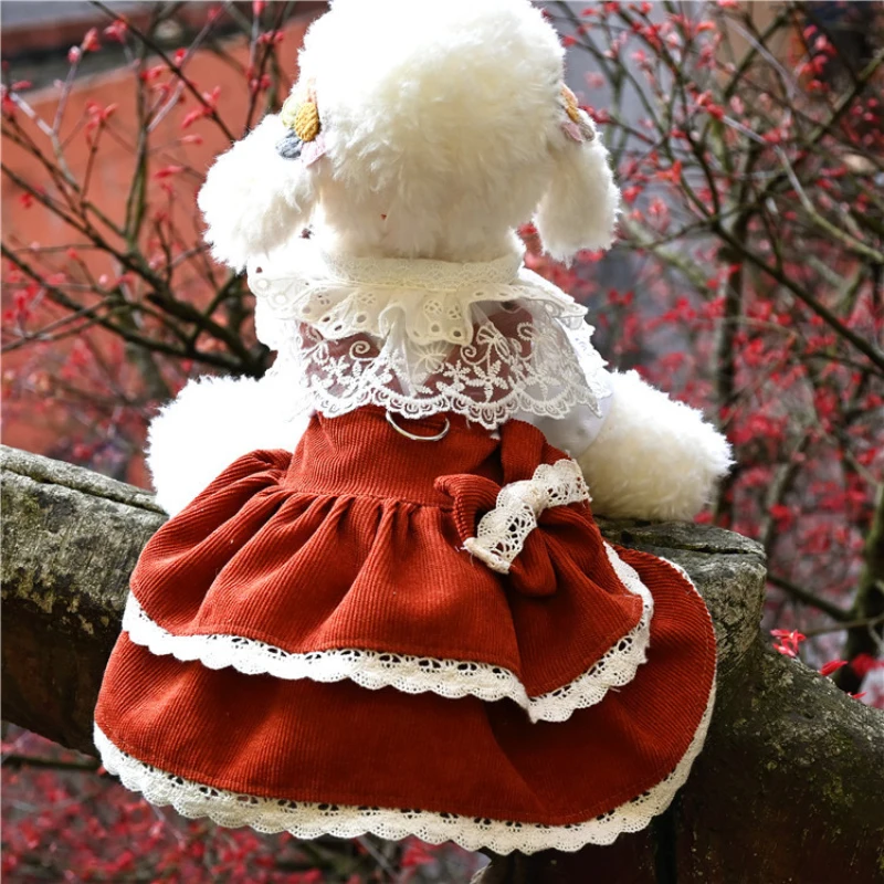 

Летнее платье для собаки, милый кружевной ошейник, одежда для кошек и щенков, одежда для Йорка, померанского, Бишон, пудель, Мальта, шнауцера, ...