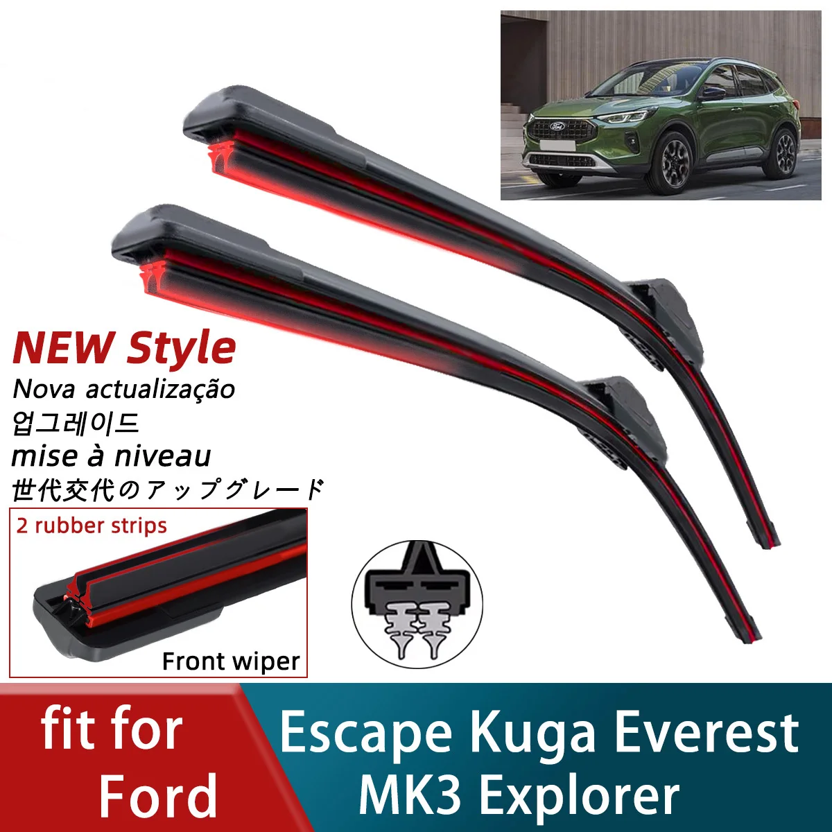 

Двойные резиновые автомобильные дворники для Ford Escape Kuga Everest MK3 Explorer, передние щетки стеклоочистителя, резак, аксессуары, детали ветрового стекла