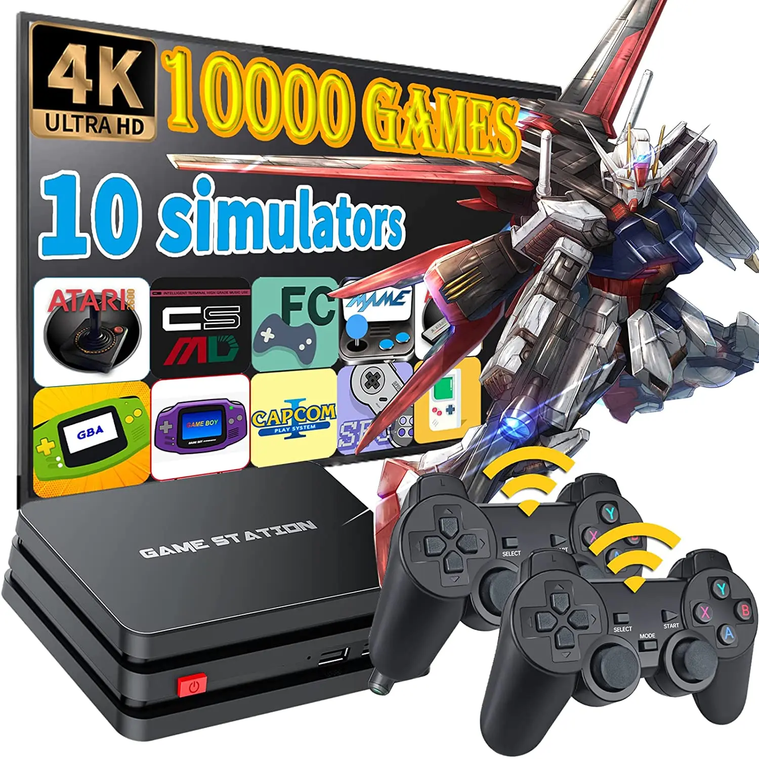 

Video 4K HD Game Console 2.4G Double Wireless Controller For PS1/FC/GBA Retro TV Dendy Game Console 10000 Games Stick