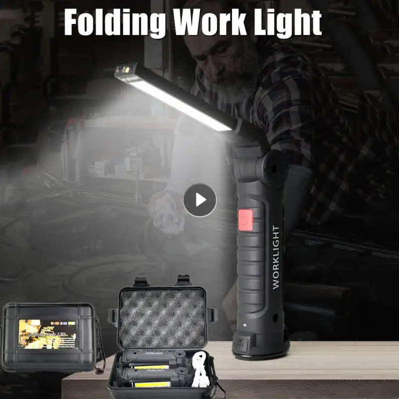 

Многофункциональный складной рабочий светильник USB Перезаряжаемый фонасветильник со встроенным аккумулятором COB Светодиодная Складная ав...