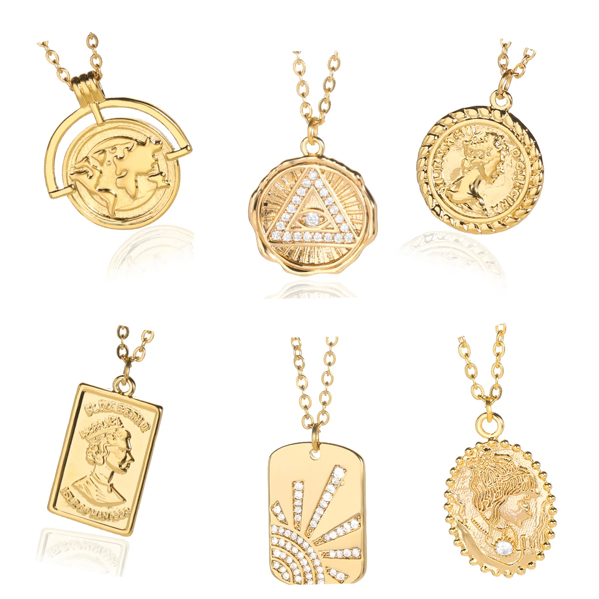 

Head Portrait Pendants Necklace Vintage Style Queen Princess Side Face Necklace For Women Men Jewelry 2022
