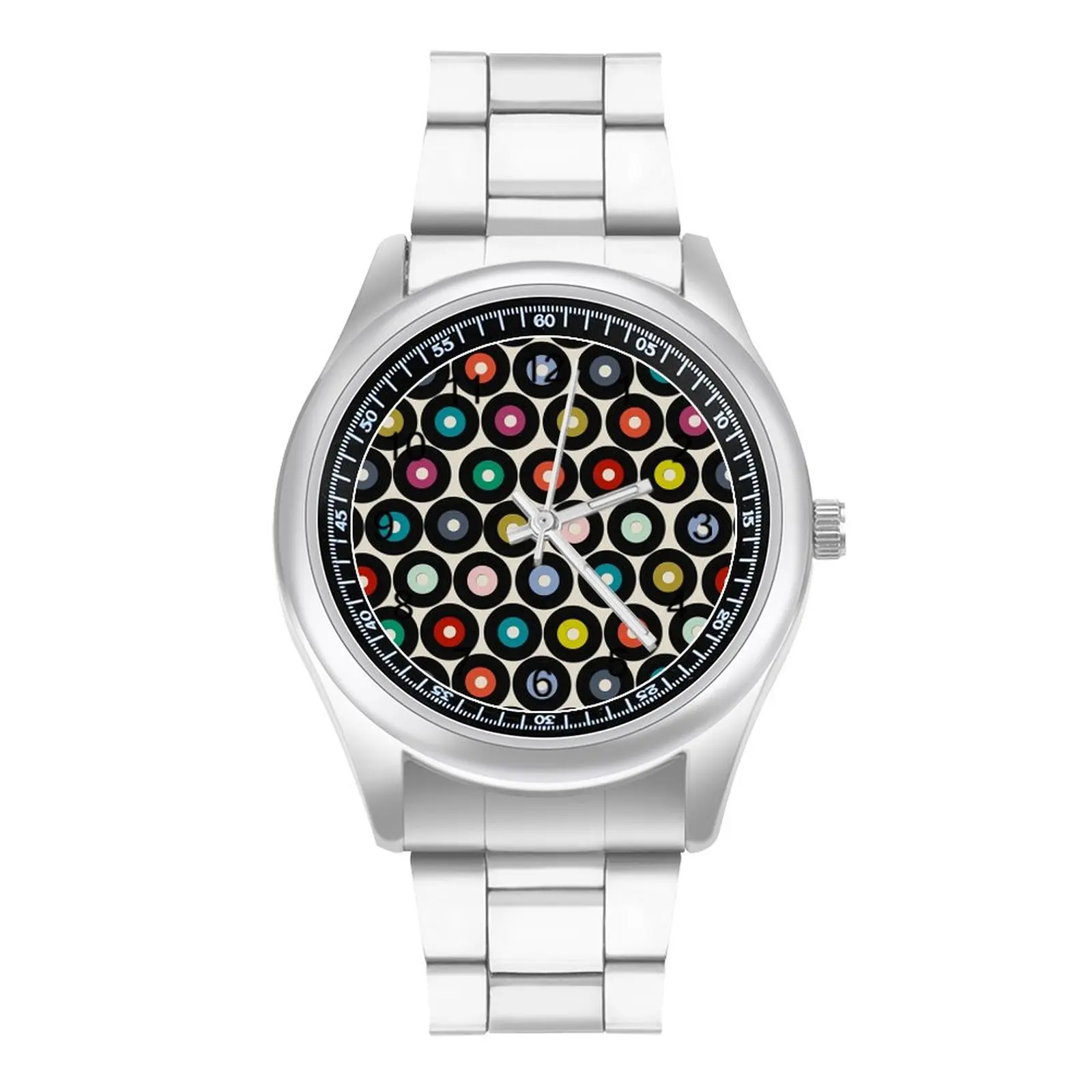 

Colorful Vinyl Records Quartz Watch Retro Pattern Stainless Design Wrist Watch Ladies Fitness Unusual Buy Wristwatch