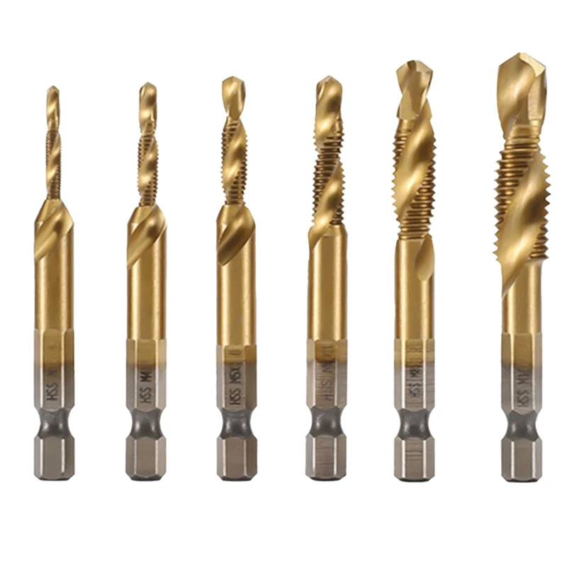 

6Pc Drilling Tapping Chamfering Integrated Drill Bit Set High-Speed Steel Deburring Drill Composite Tap Deburring Drill Bit