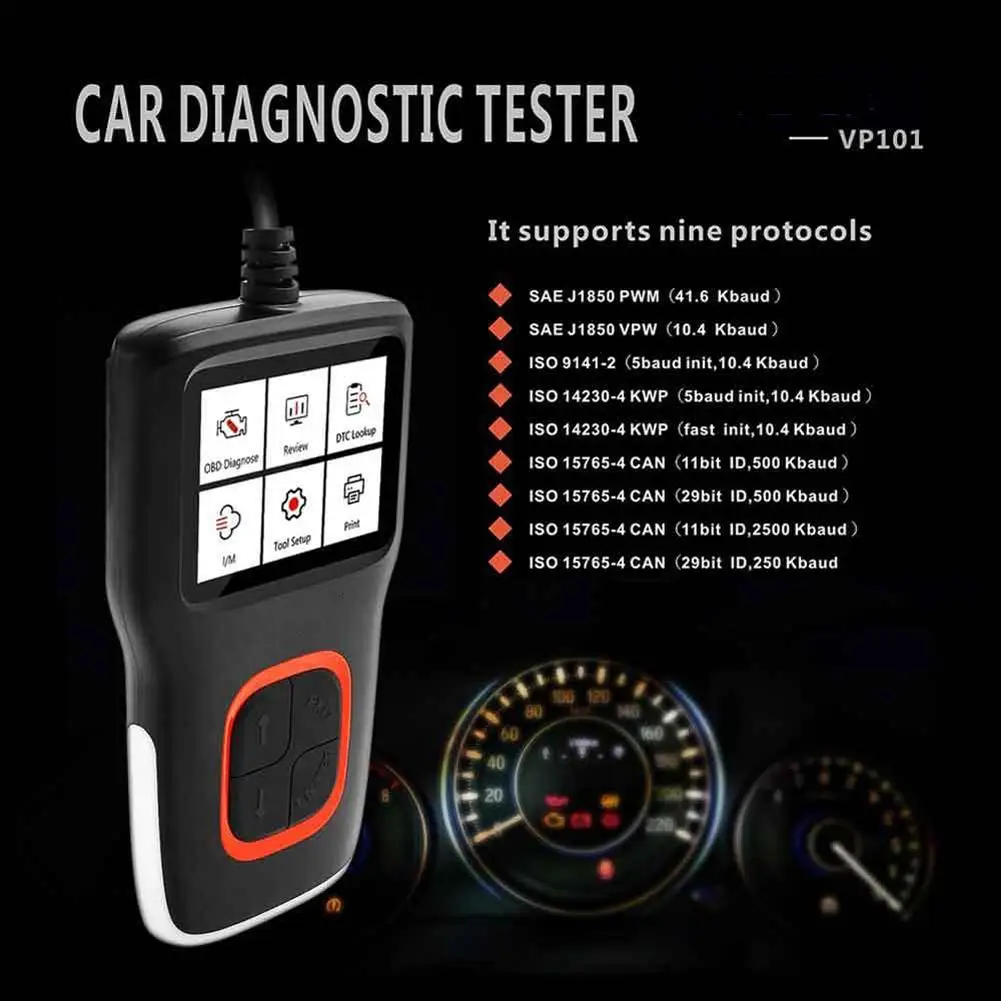 

NEW Viecar Vp101 Code Reader Automobile Fault Detector Erase Error Codes Car Diagnostic Tool With Data Waveform Display