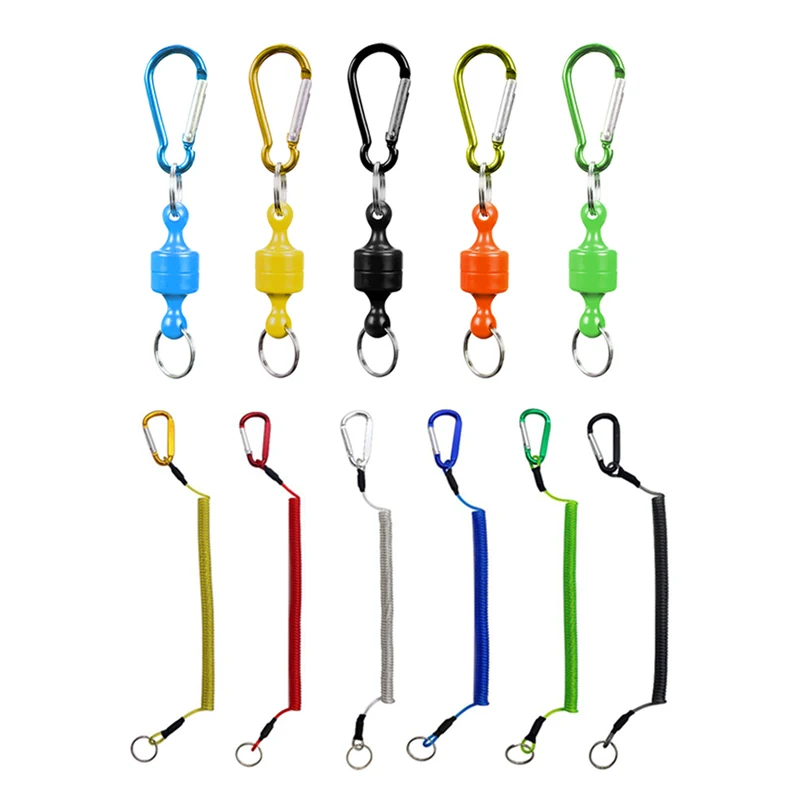 

5 colors Fishing MRC Magnetic Release Clip Net Holder with Stretch 1.5m 6 colors Fishing Tools Coiled Lanyard Equipamentos