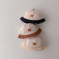 2022 summer new baby bucket hat cartoon cute bear embroidery sun hats cotton breathable outdoor children fisherman panama cap