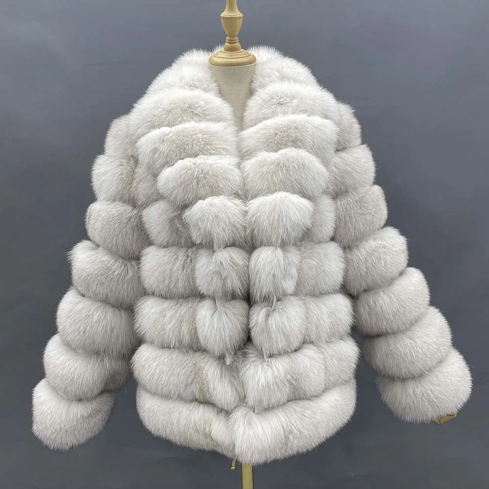 JANEFUR Winter Coat Women Real Fur Big Collar 2023 Luxury Warm Women Natural Fox Fur Jackets Wholesale Custom Winter Clothing enlarge