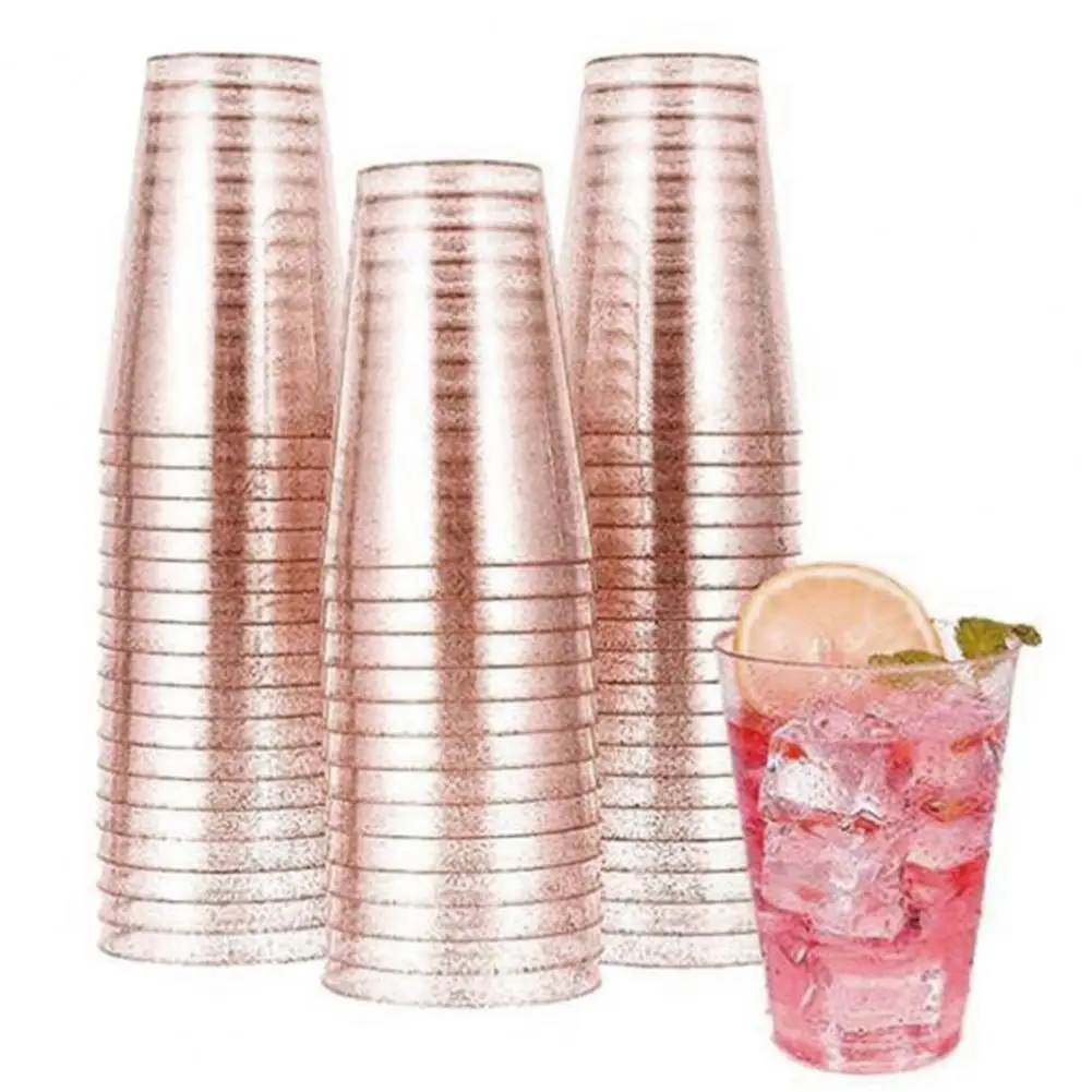 

25Pcs 360ML Water Cup Disposable Plastic Glitter Dessert Cup Food Grade Glitter Beverage Cup Wedding Party Kitchen Beverage Cups