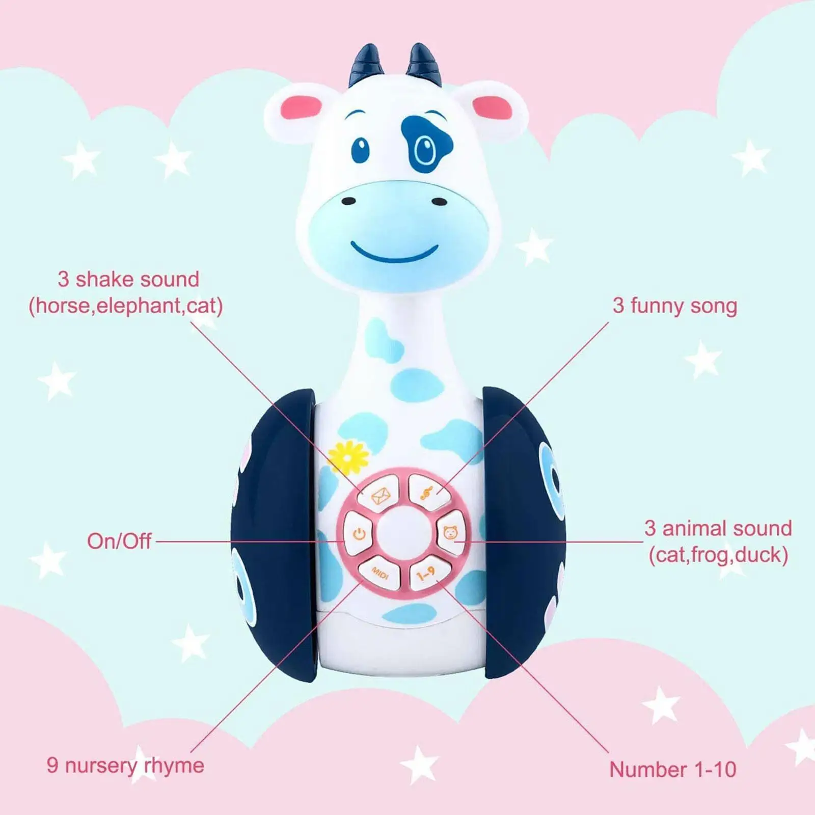 Baby Toys 0-12 Months Looking Up Training Toy Baby Giraffe Learning Rattle Deer Sliding Cartoon Toy Puzzle Education Tumble Y1Q9