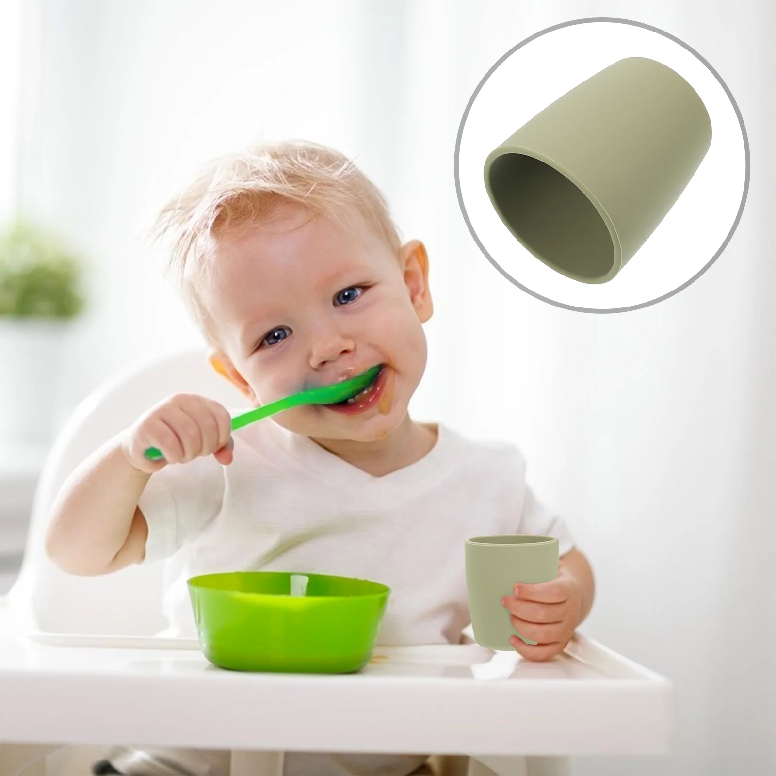 

Baby Silicone Cup Food Supplement Silicone Cup Spill Proof Snack Cups Toddlers Training Infants Learning Tumbler Baby Glasses