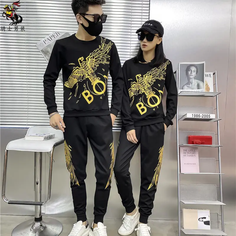 

BOY LONDON Men's Fashion Sweater Set Luxury Brand High-end Bronzing Loose Large Size Plus Velvet Two-piece Couple Set