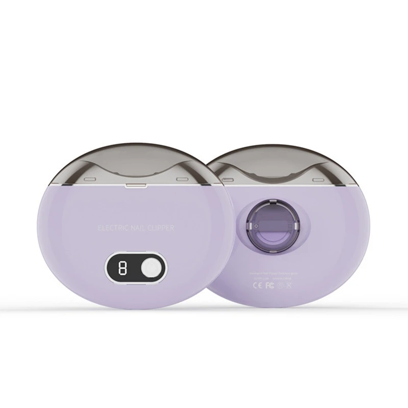 

1Set Electric Automatic Nail Clippers Trimmer Nail Cutter Manicure Scissors With Light For Baby Adult Care Purple
