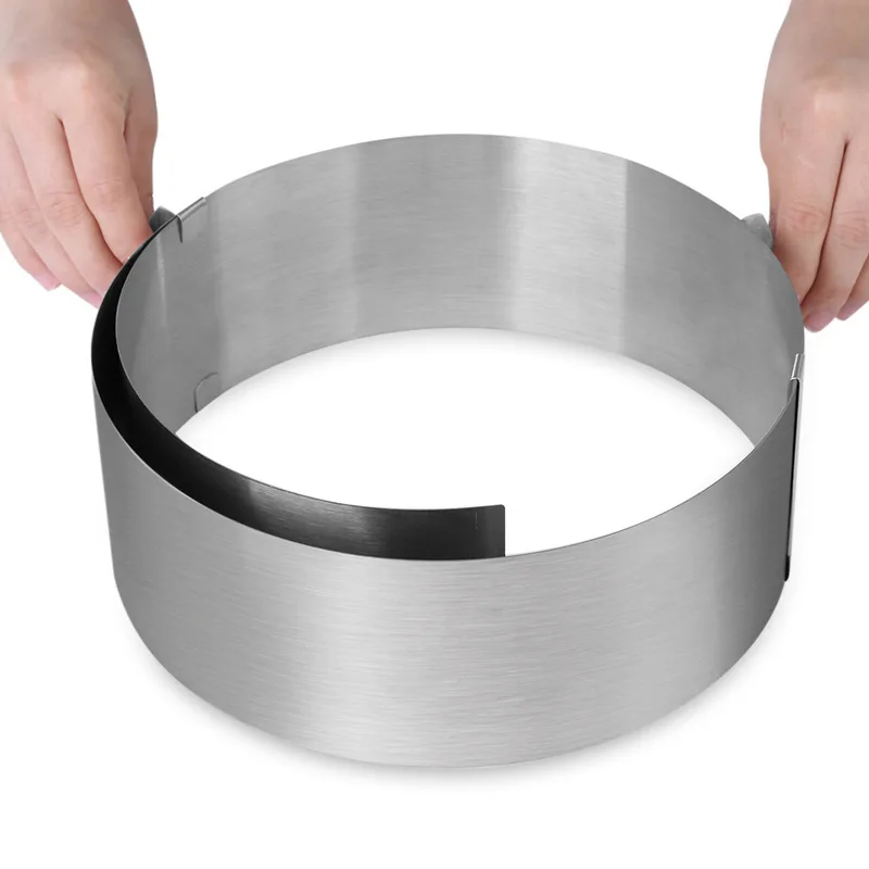 

1Pc Stainless Steel Adjustable Circle Silver Mousse Ring Mold With Scale Home Kitchen Mousse Cake Baking Tools