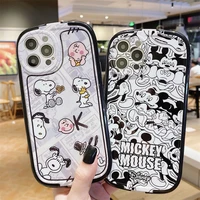 disney mickey mouse cute dog snoopy phone case for iphone 11 12 13 pro max x xs xr with holder cover