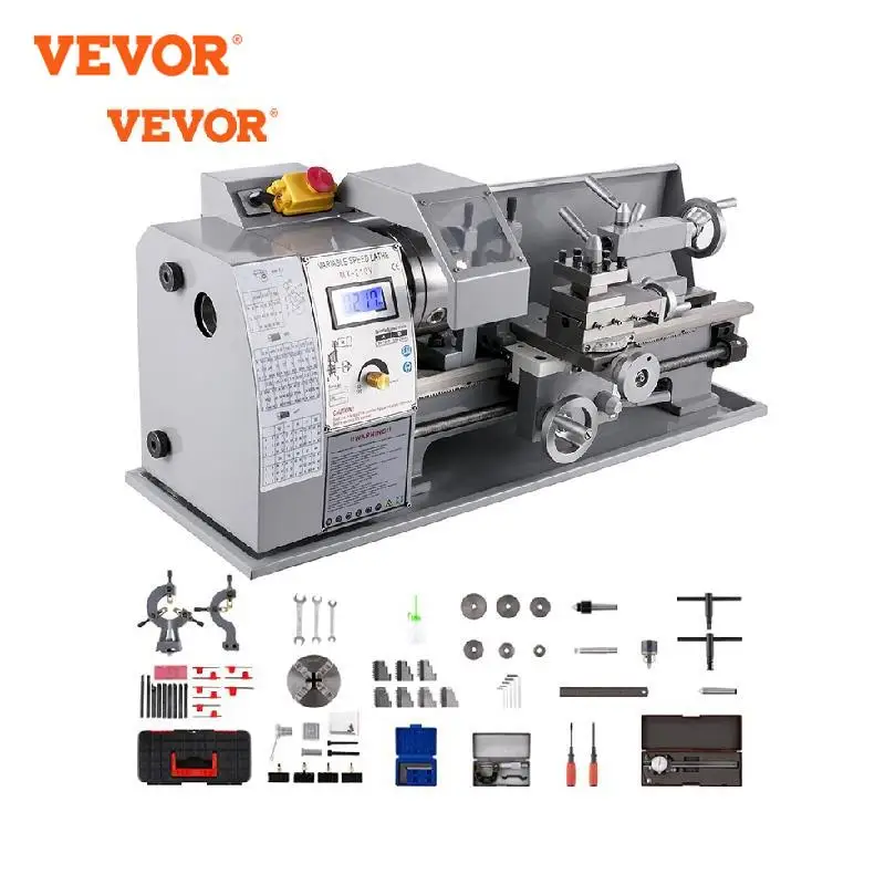 

VEVOR 8" x 16" (210mm x 400mm) Mini Metal Lathe Variable-Speed Benchtop Digital Display for Metal Turning Drilling & Threading