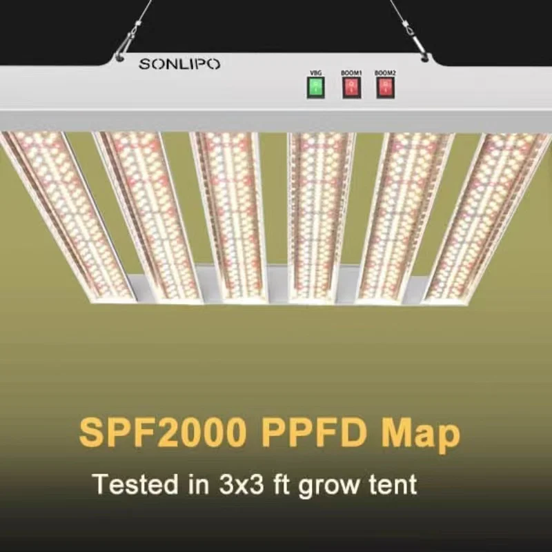Фото SPF2000 Світлодіодна лампа для вирощування рослин повного спектру 200 Вт 4 x 4 фути з кришкою з 882 елементами діодів Sam-sung для вирощування рослин №1