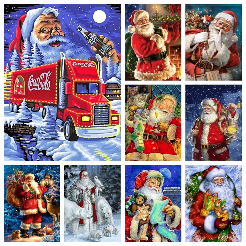 DIY 5D Diamond Painting Christmas Pictures Santa Claus Diamond Embroidery Full Square Diamond Mosaic Cross Stitch Home Decor