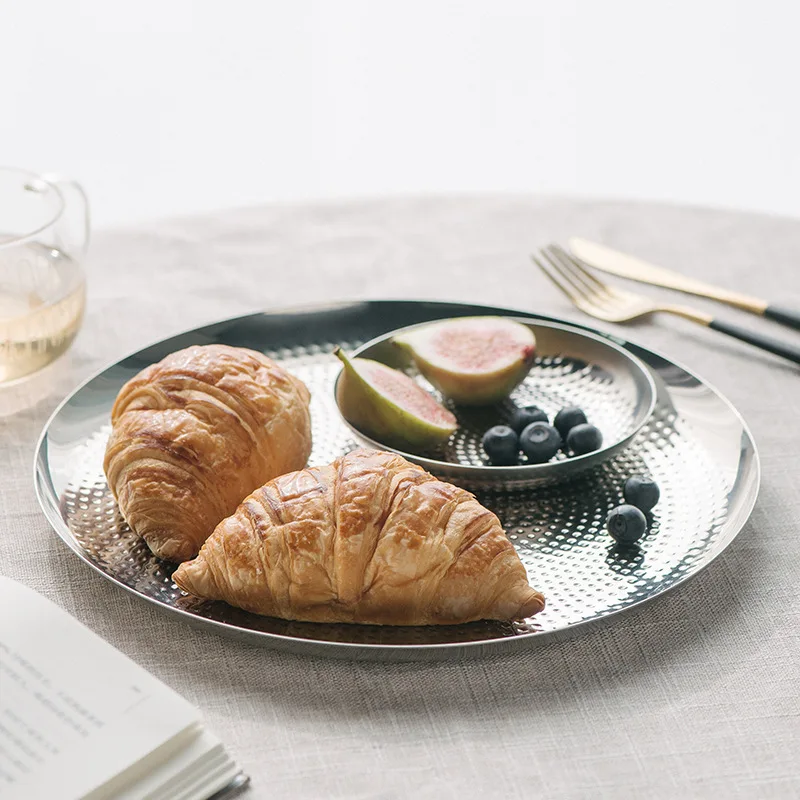 

Блюдо для закусок из нержавеющей стали в скандинавском стиле, тарелка для фруктов, кольцо, поднос для хранения ювелирных изделий, настольно...